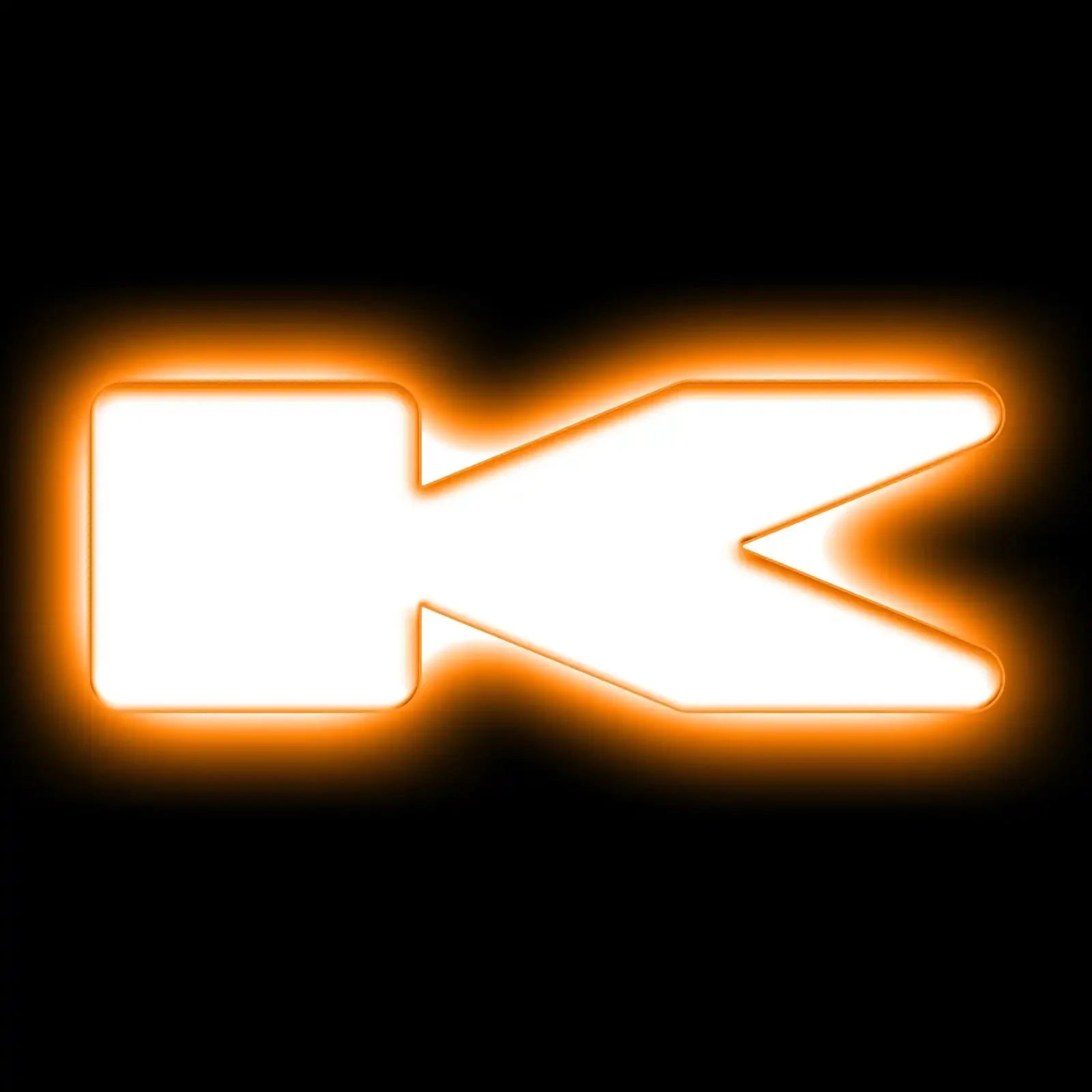 White overland recovery point symbol with orange glow on black background