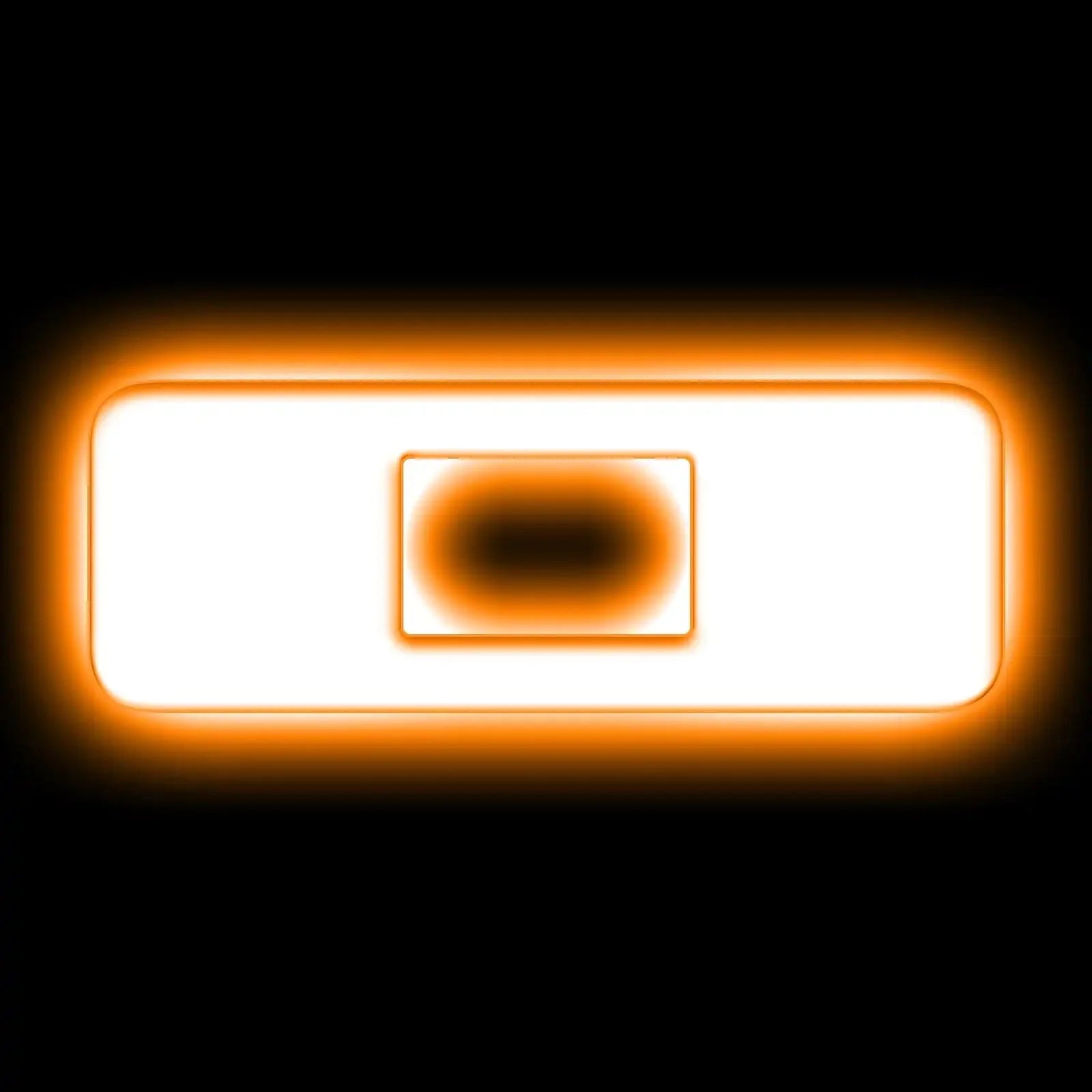 Amber rectangular LED marker light glowing, for overlanding vehicle exterior