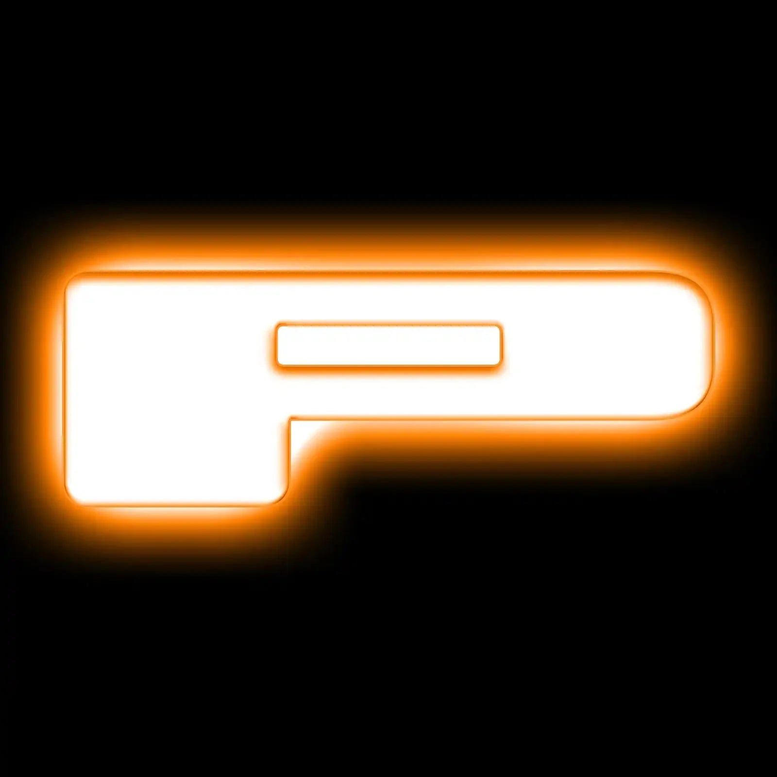 White overland vehicle accessory graphic with orange neon glow on black background