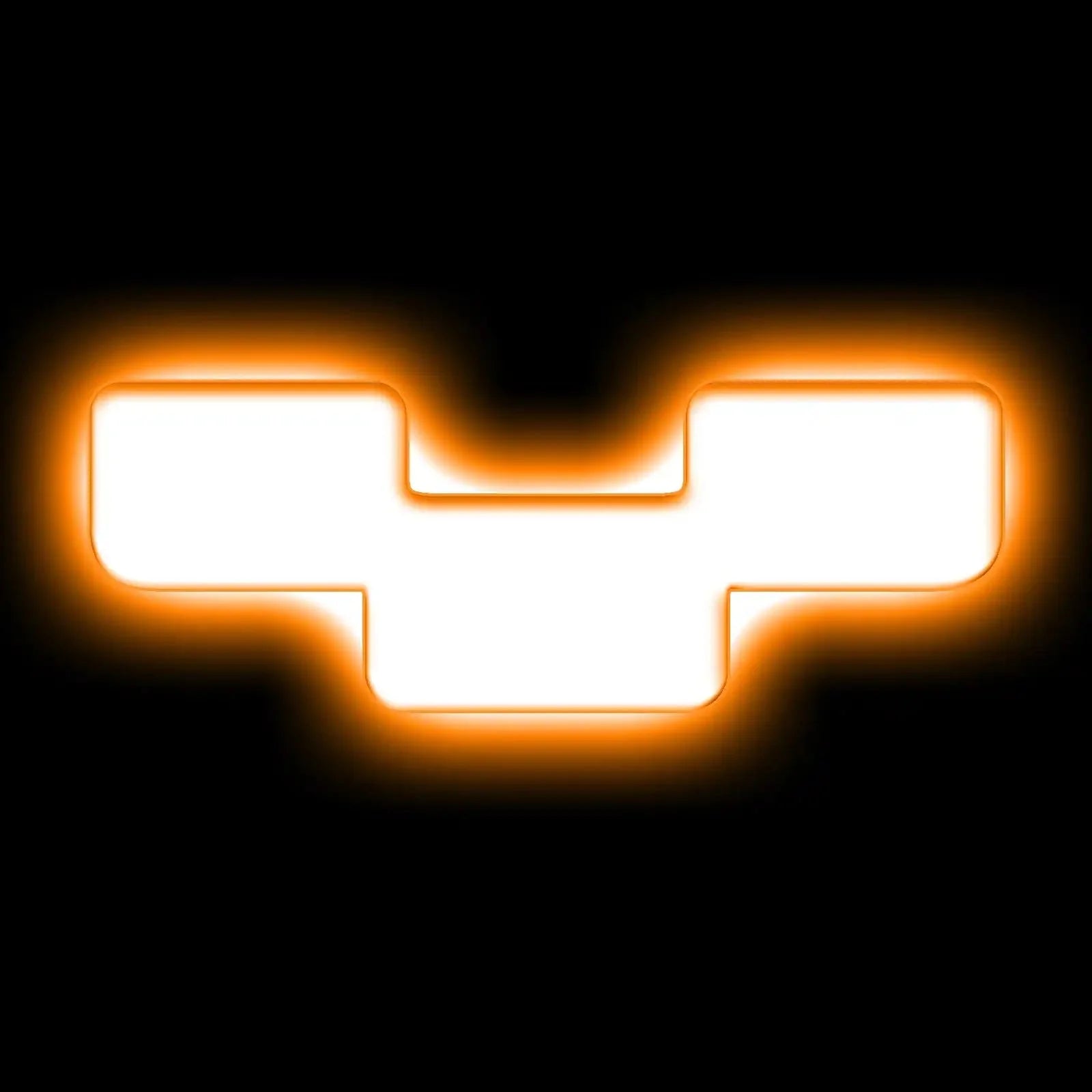 Amber backlit grille light for Toyota Tacoma, rectangle shape, glowing on black background
