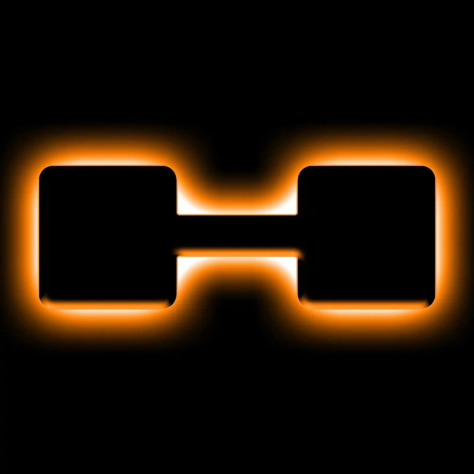 Differential axle icon with glowing orange outline on black background, off-road vehicle part