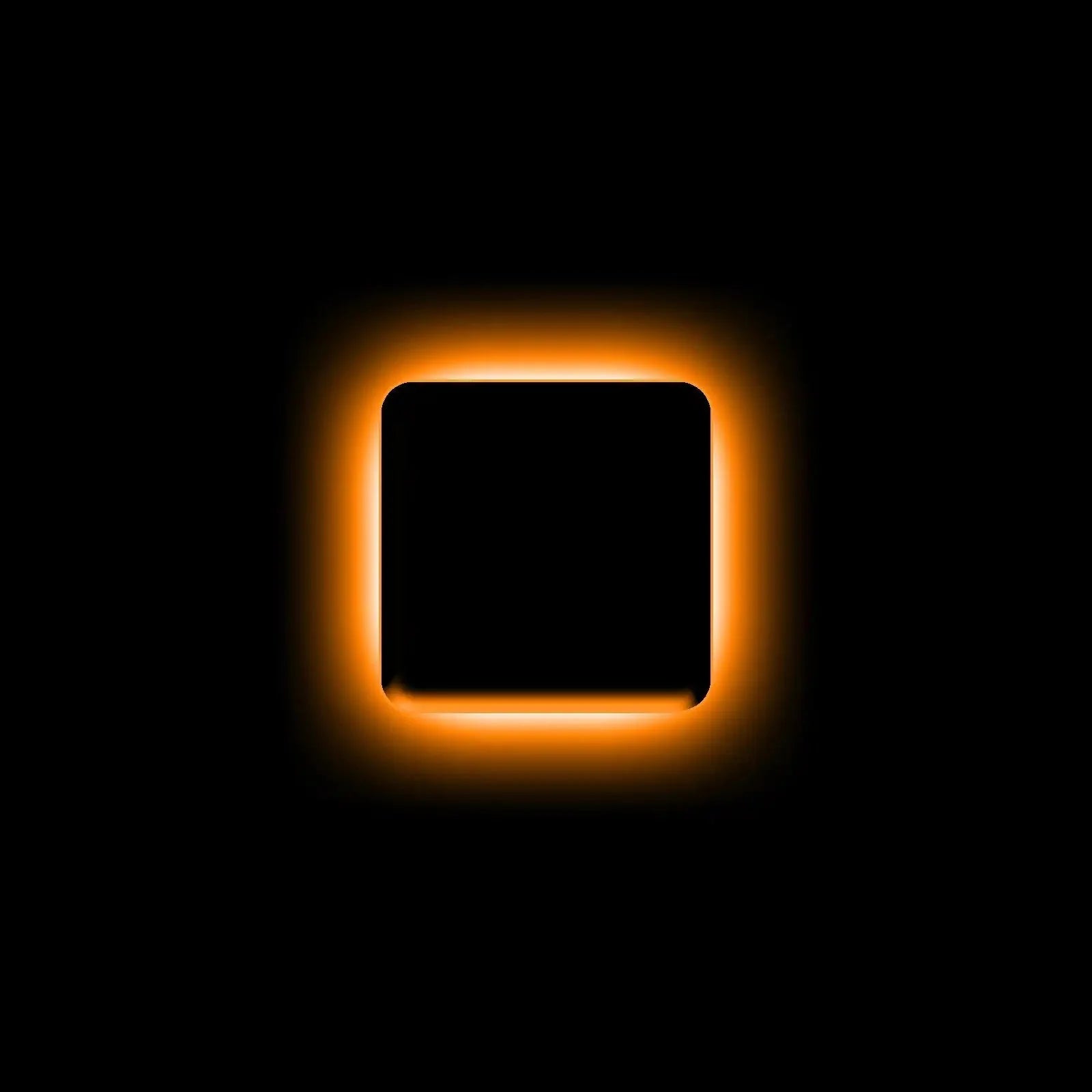 Square orange LED light with glowing edge, ideal for off-road vehicle accessory upgrades