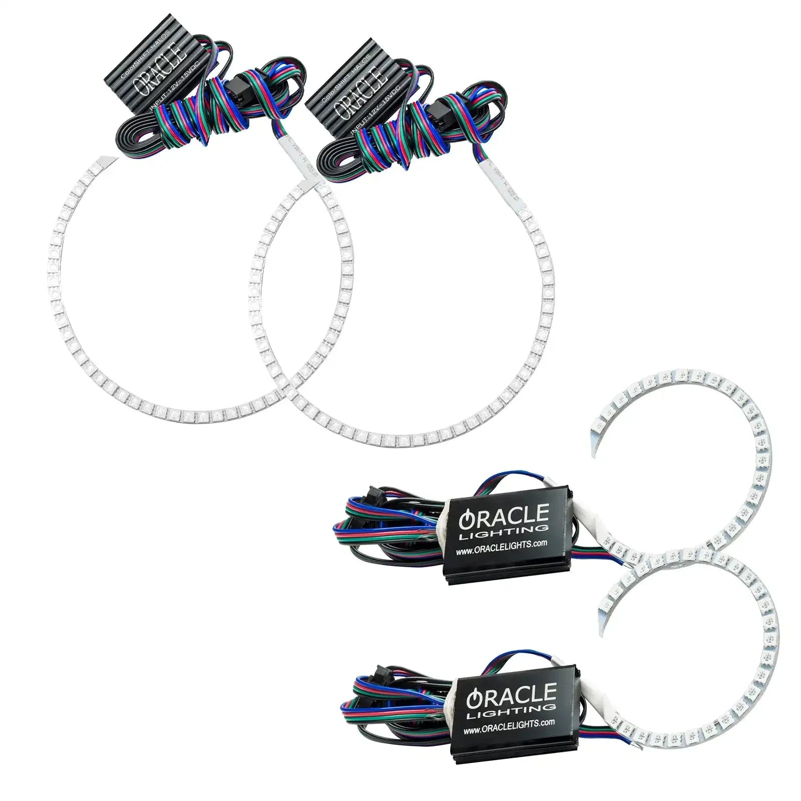 LED halo ring headlight kit with Oracle Lighting wiring harness for vehicles
