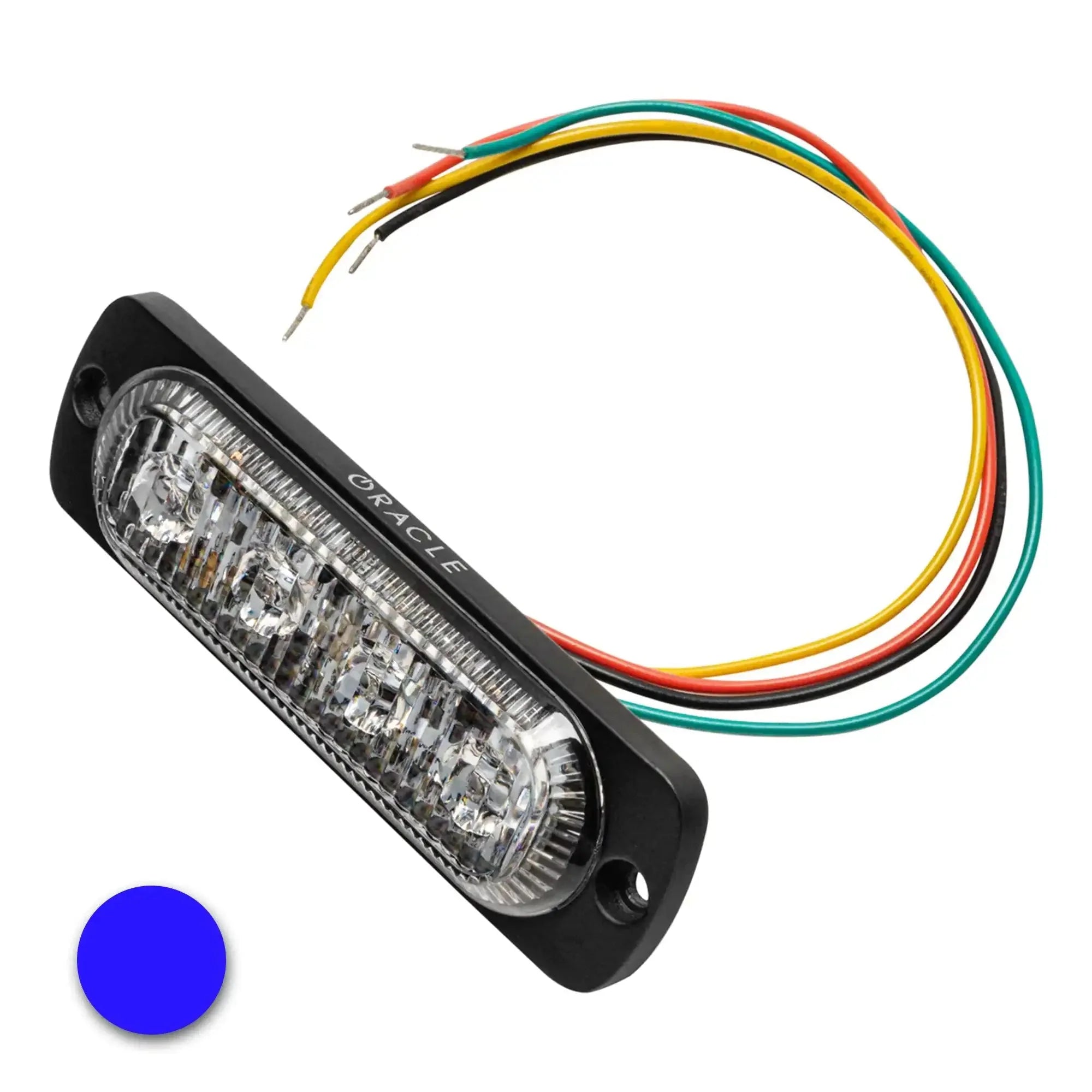 LED strobe light with multi-colored wires for off-road vehicles, blue accent shown