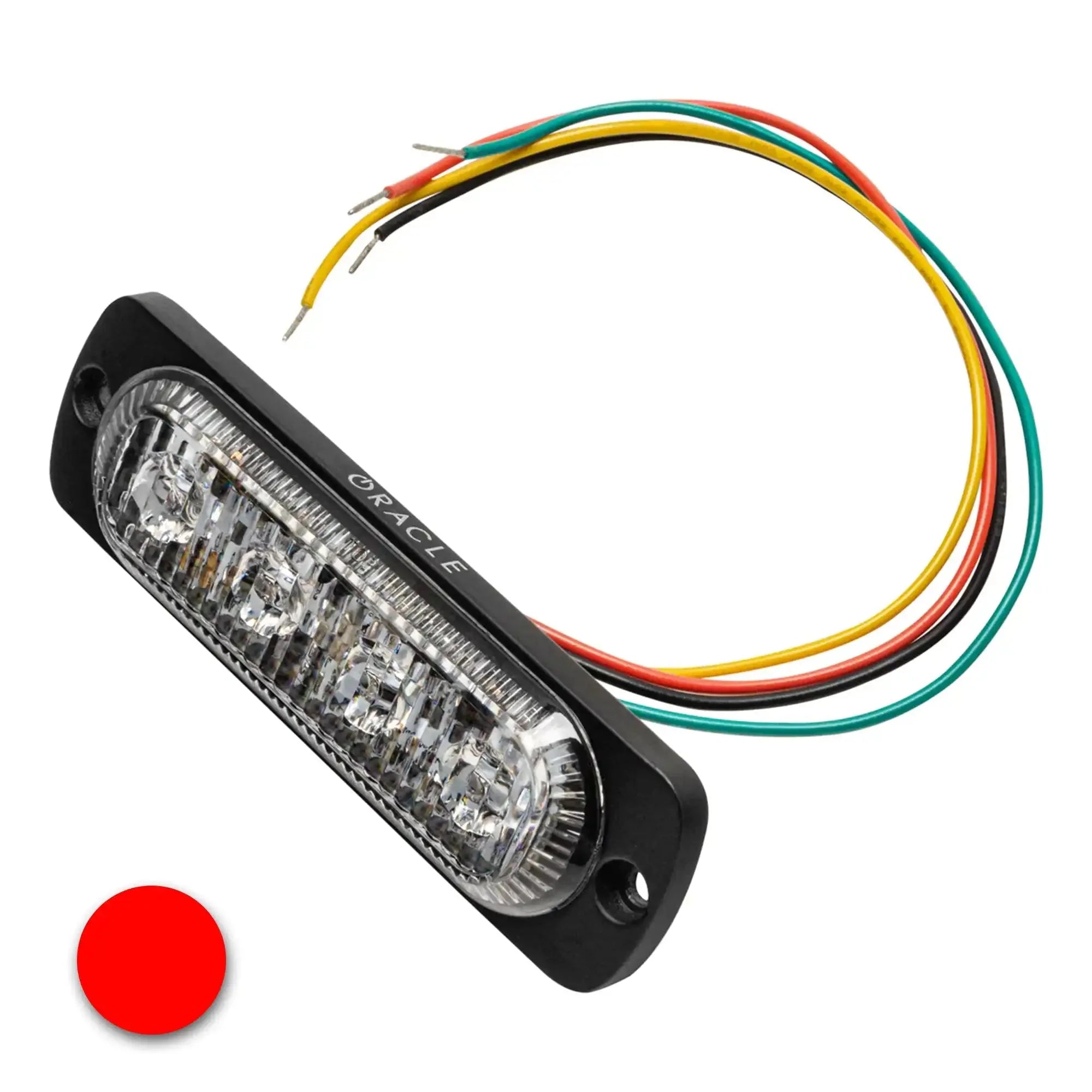 LED warning strobe light with red indicator and multi-color wiring for off-road vehicles