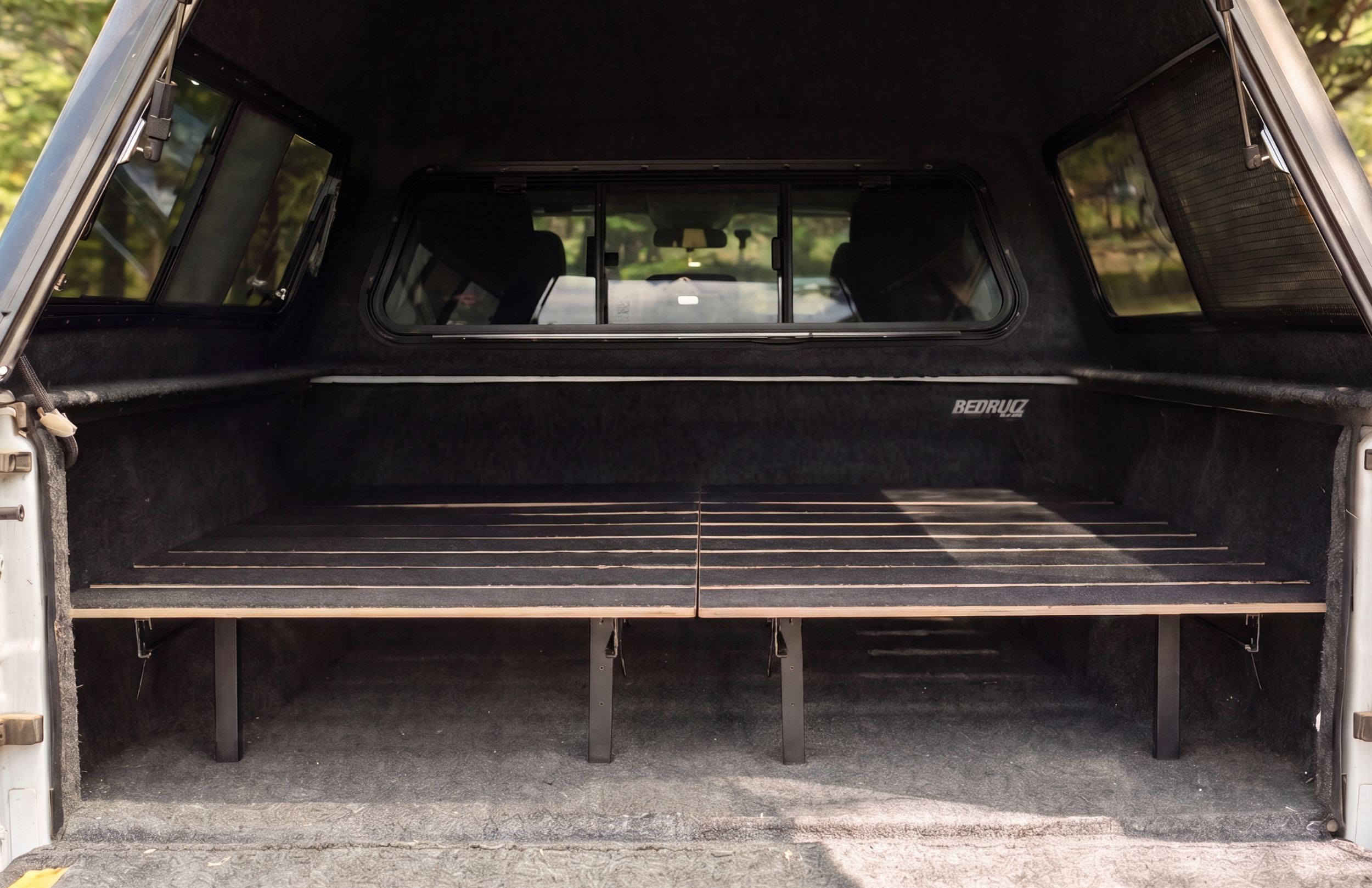 Nokhu Rack new model made-in-USA full-width sleep and storage platform with solid pine deck and steel frame