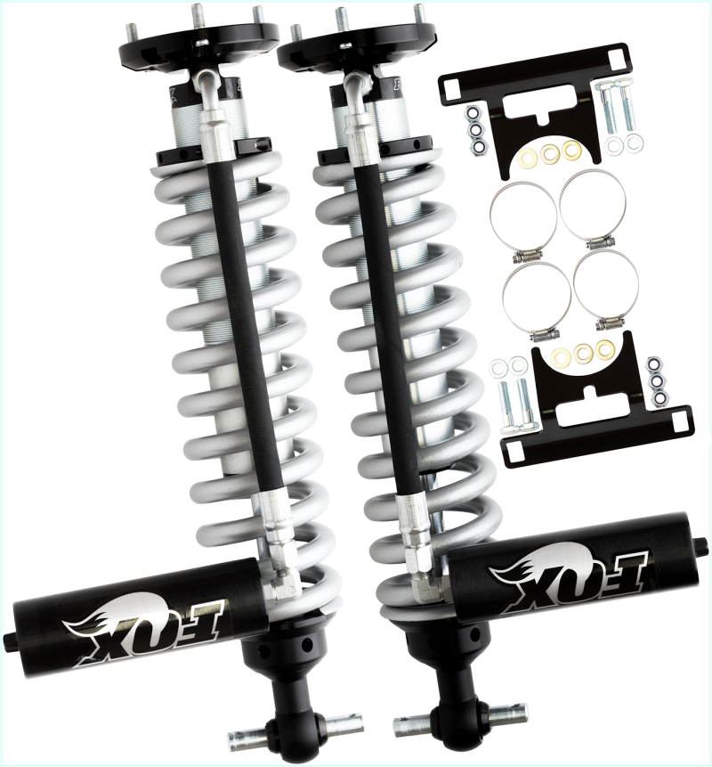 FOX 2.5 Factory Race Series Front Coilover Reservoir Set (4-6.5 in. Lift), fits Chevy Silverado 1500