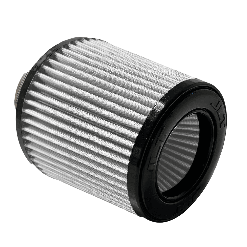  Dry extendable filter JLT Intake Replacement Filter 4" x 6" with a black top designed for a vehicle intake system.