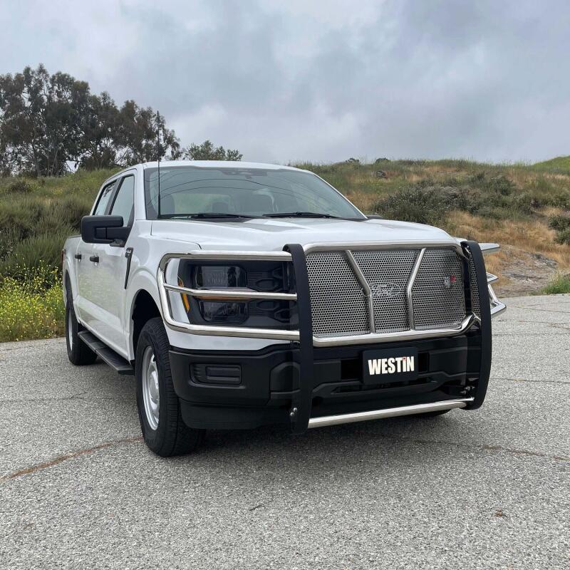 Westin HDX Grille Guard, Stainless Steel, Without Camera, fits Ford F-150