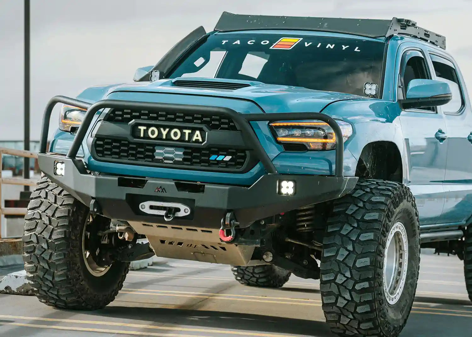 Image of the Hi-Lite Overland Hybrid Front Bumper included in the Backwoods Adventure Mods 3rd Gen Toyota Tacoma Trail-Ready Off Road Kit bundle