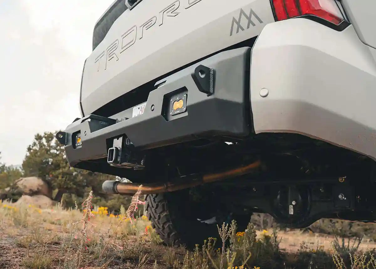 Image showing the bottom of the Backwoods Adventure Mods 3rd Gen Toyota Tundra Rear Bumper when installed