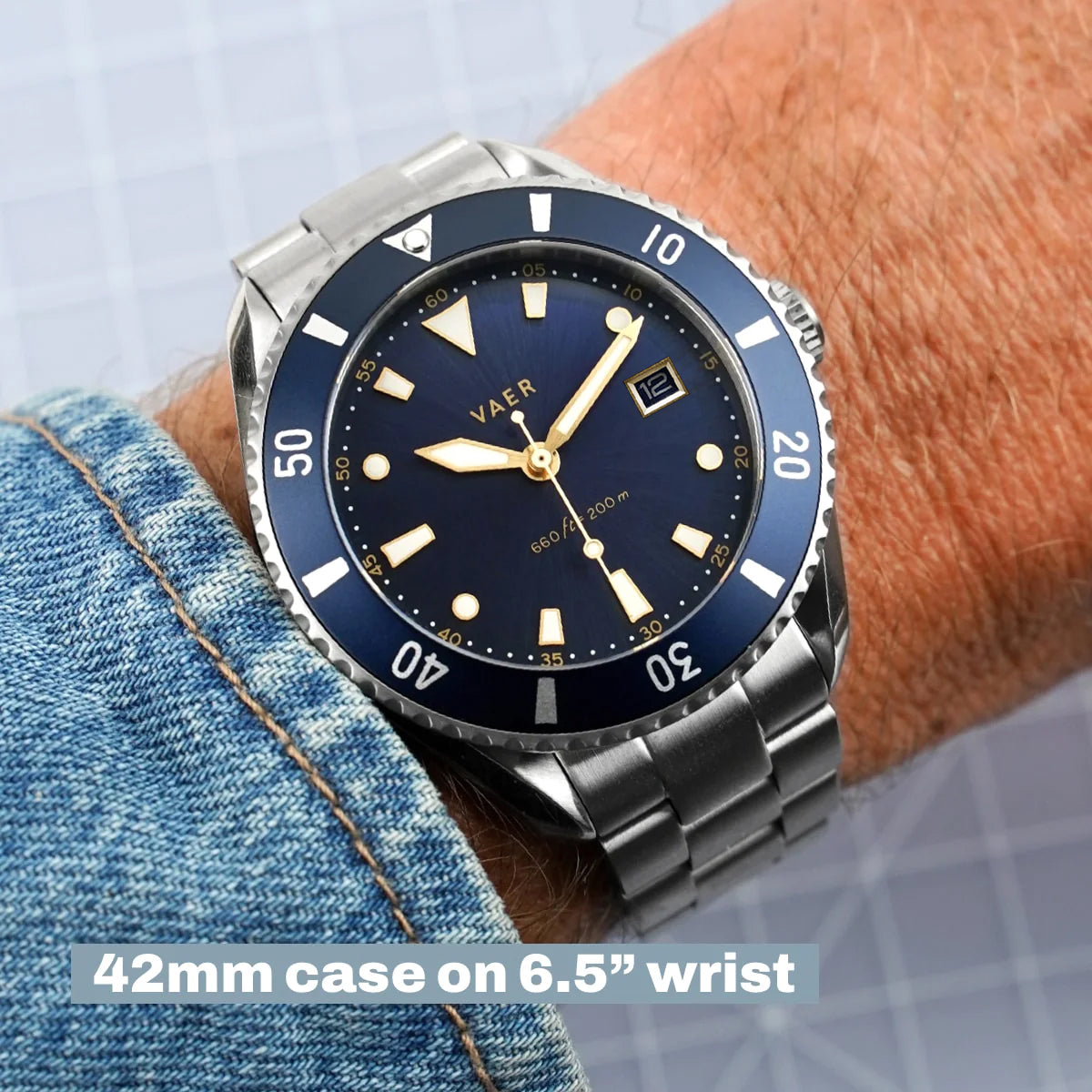 VAER DS4 Meridian Watch - Navy - Solar 42mm