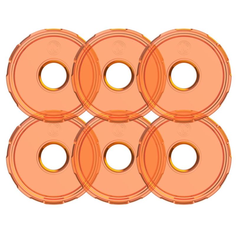 Set of six orange round plastic light covers for off-road vehicle auxiliary lights