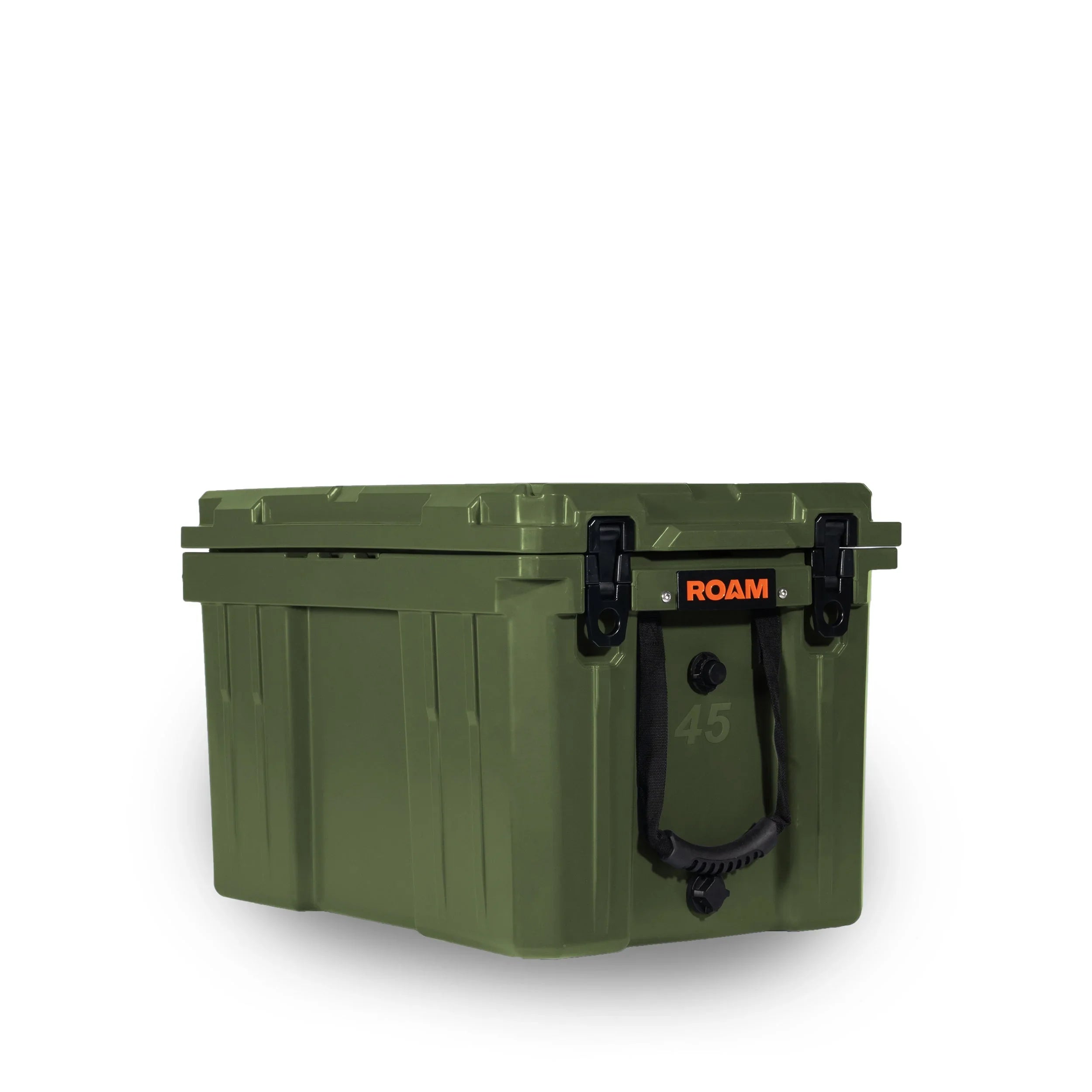 OD green 45L rugged storage case with side handles for overlanding and camping gear