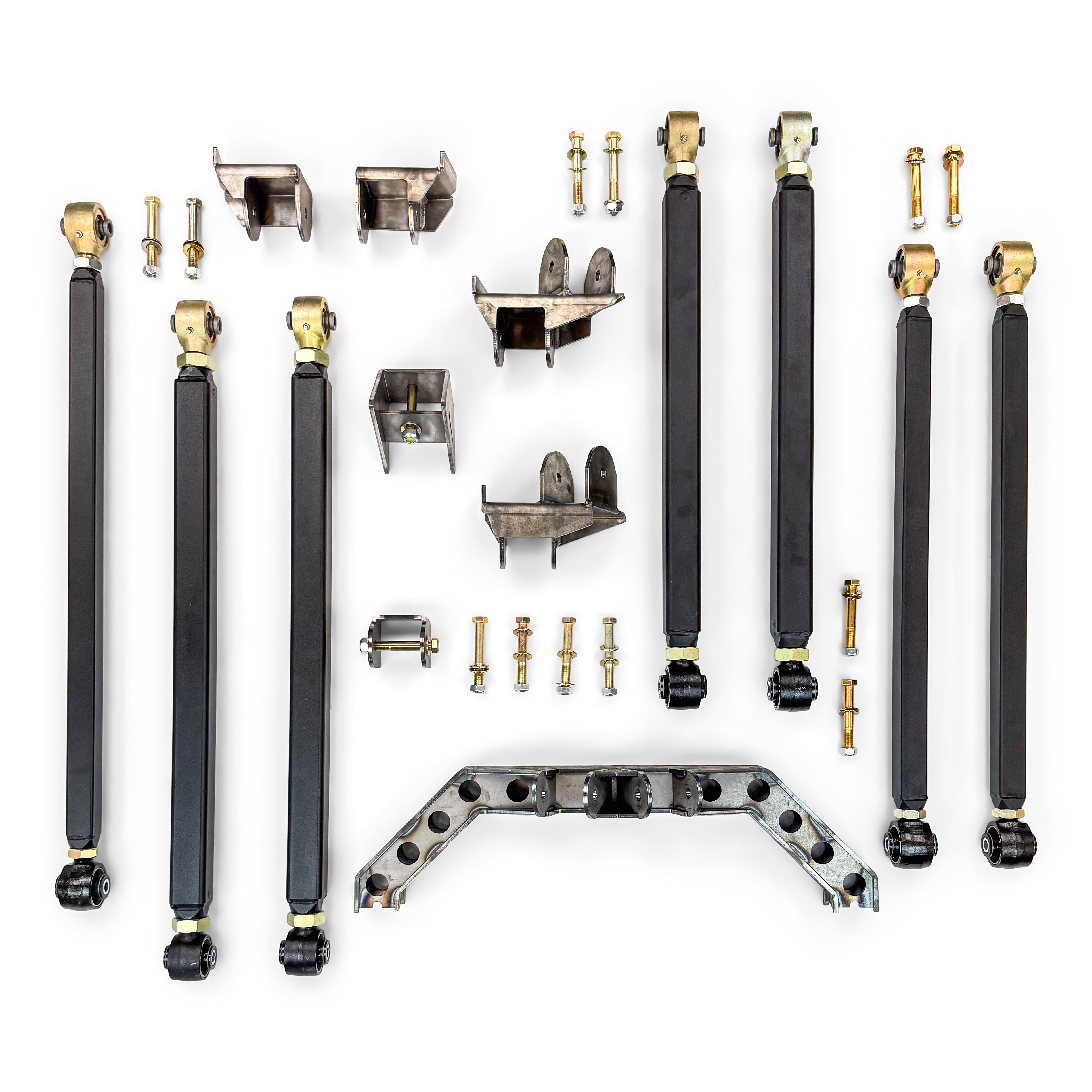 Heavy duty vehicle suspension control arms and mounting brackets kit for off-road trucks