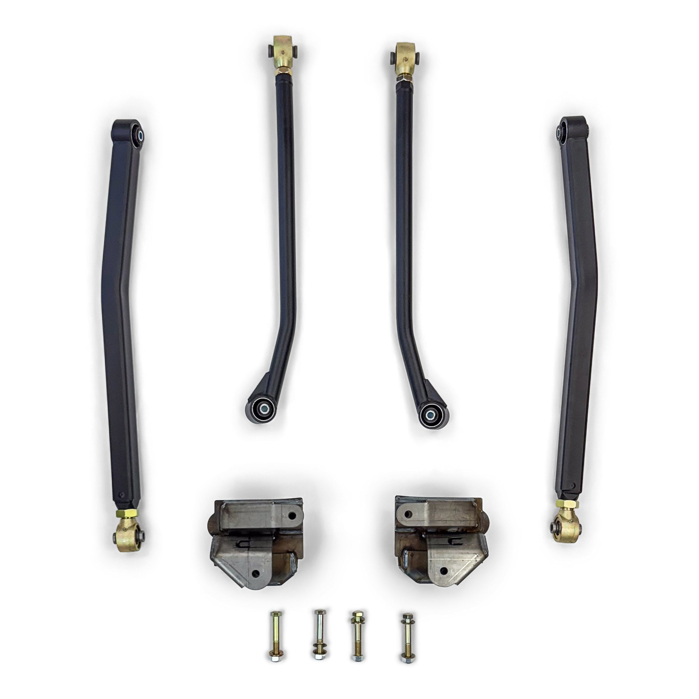 Heavy-duty adjustable control arms and mounting brackets kit for off-road vehicles