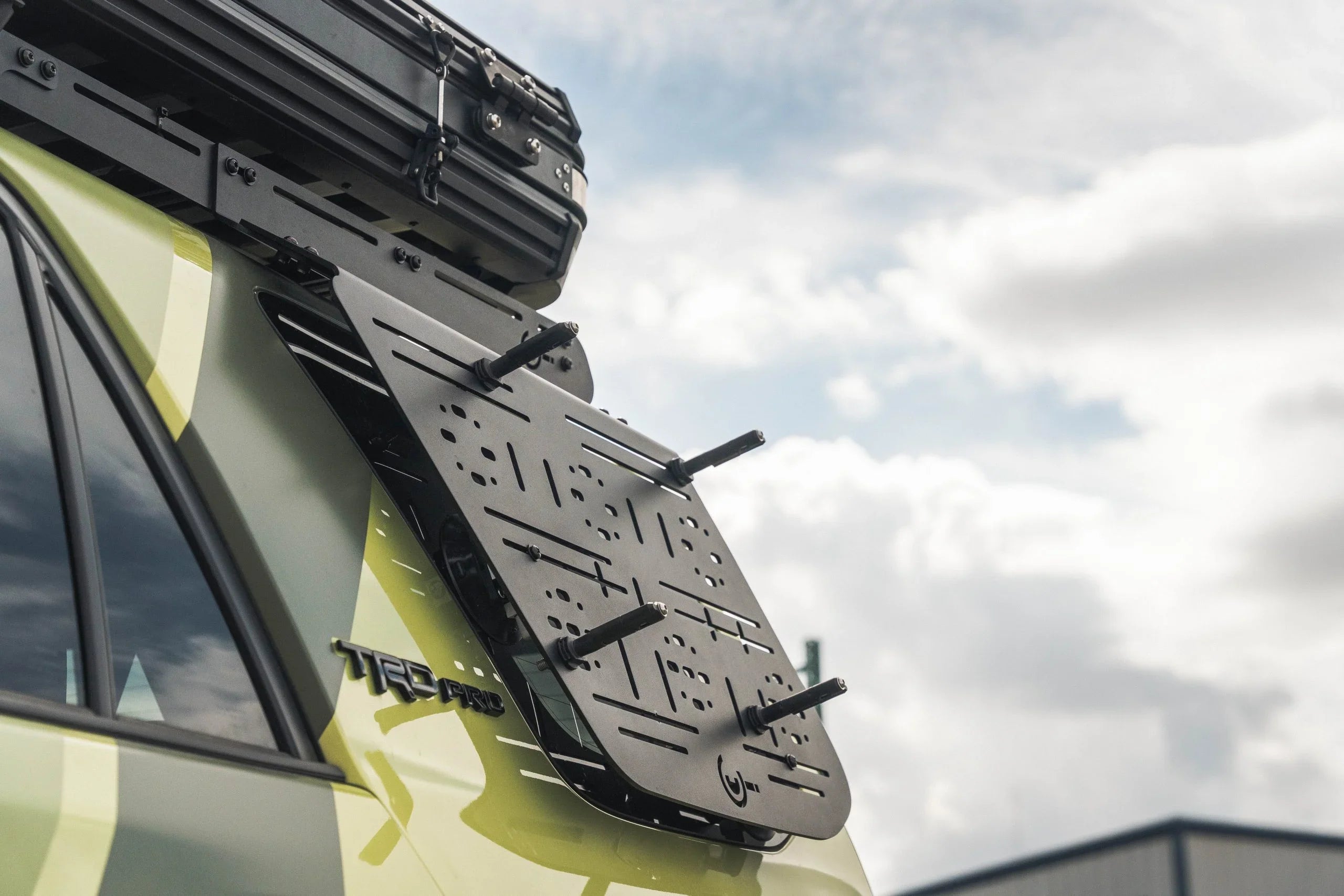 Toyota 4Runner TRD Pro with rear window molle panel and overlanding roof rack