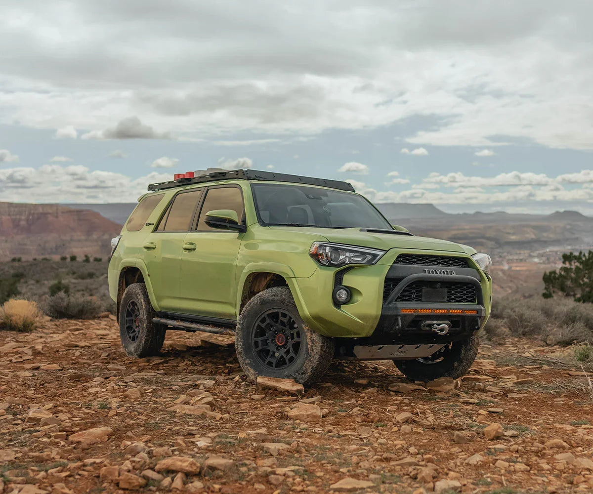 Toyota 4Runner with CBI Covert front bumper on rocky off-road terrain, adventure ready