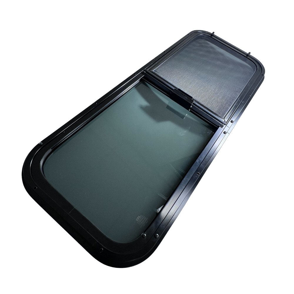 CRL Glass Slider Window w/ Clamp Ring (Driver Side) for Sprinter Van Wideout