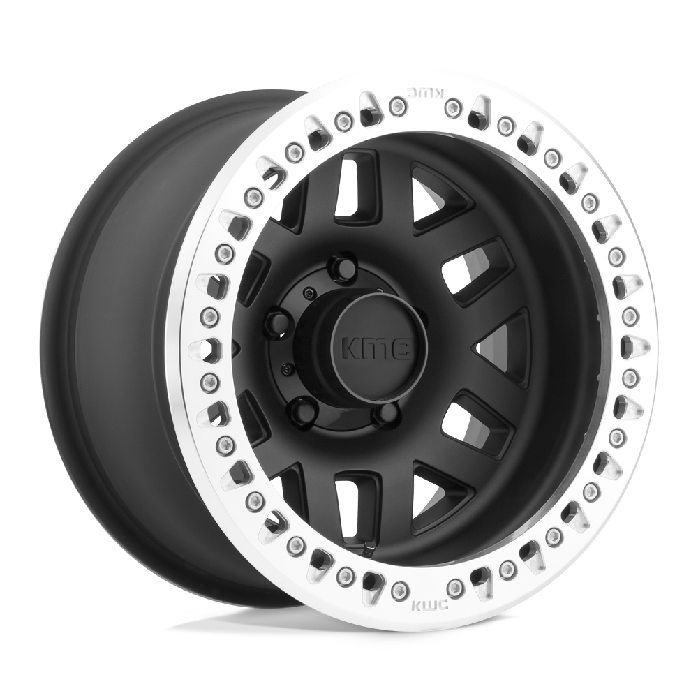 KMC KM229 Machete Crawl Beadlock wheel in Satin Black with Machined Ring, universal fit