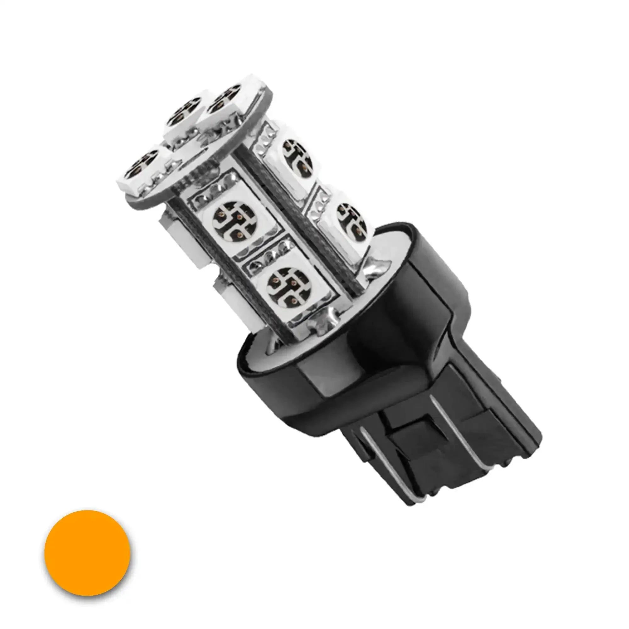 amber LED turn signal bulb for Toyota and Jeep vehicles on white background