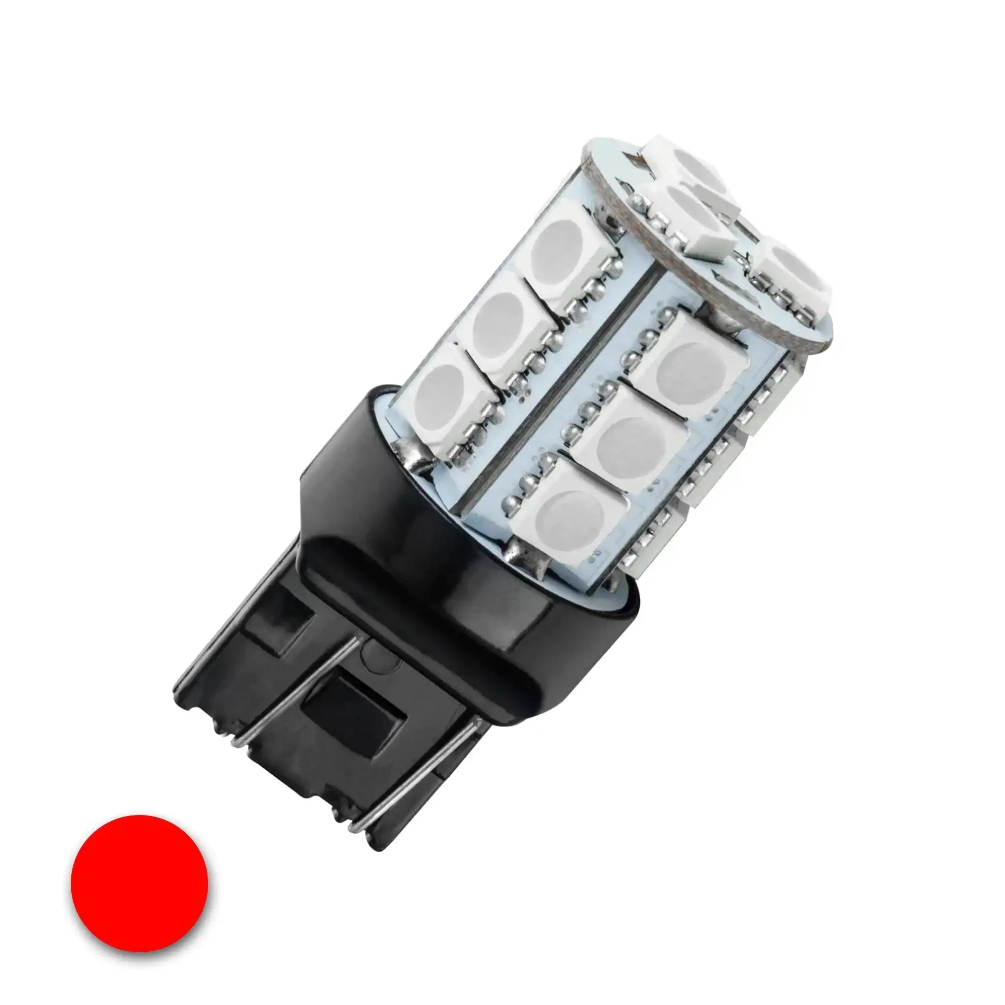 red automotive LED bulb for Toyota, Jeep, Ford vehicles, with black base and multiple diodes