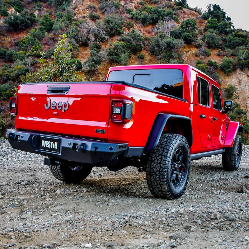 Westin WJ2 Rear Bumper with Sensor Provisions, Textured Black, fits Jeep Gladiator