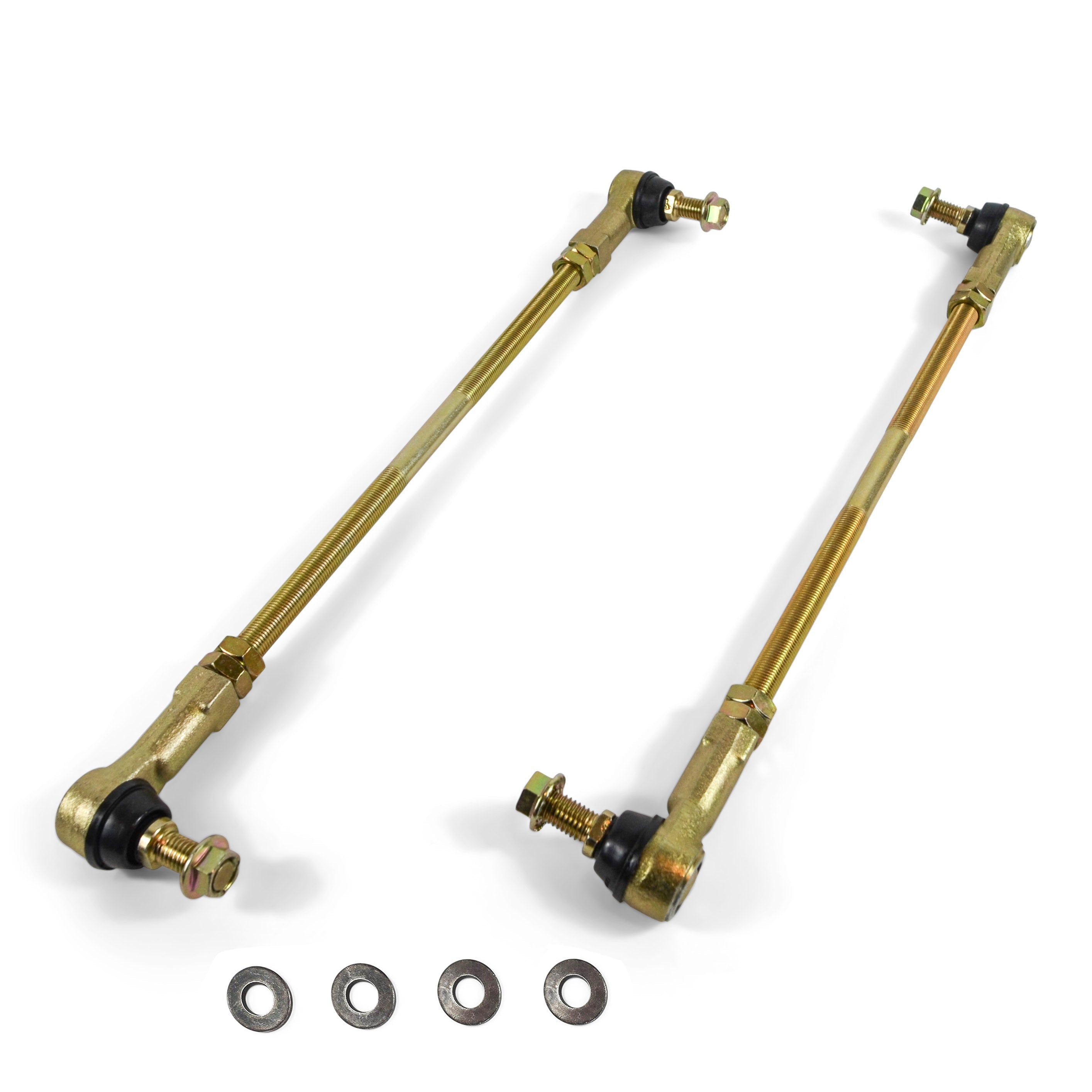 Adjustable sway bar end links with washers for off-road vehicle suspension upgrade