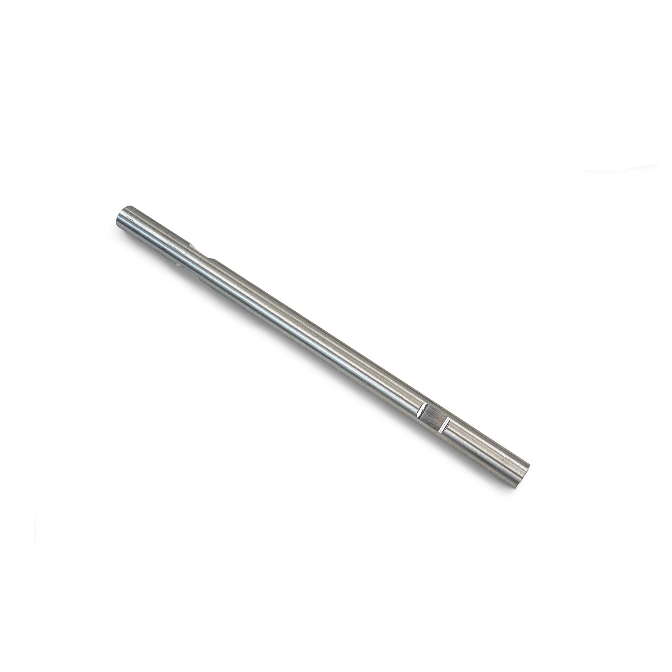 Stainless steel replacement shaft for off-road vehicle suspension upgrade, isolated on white
