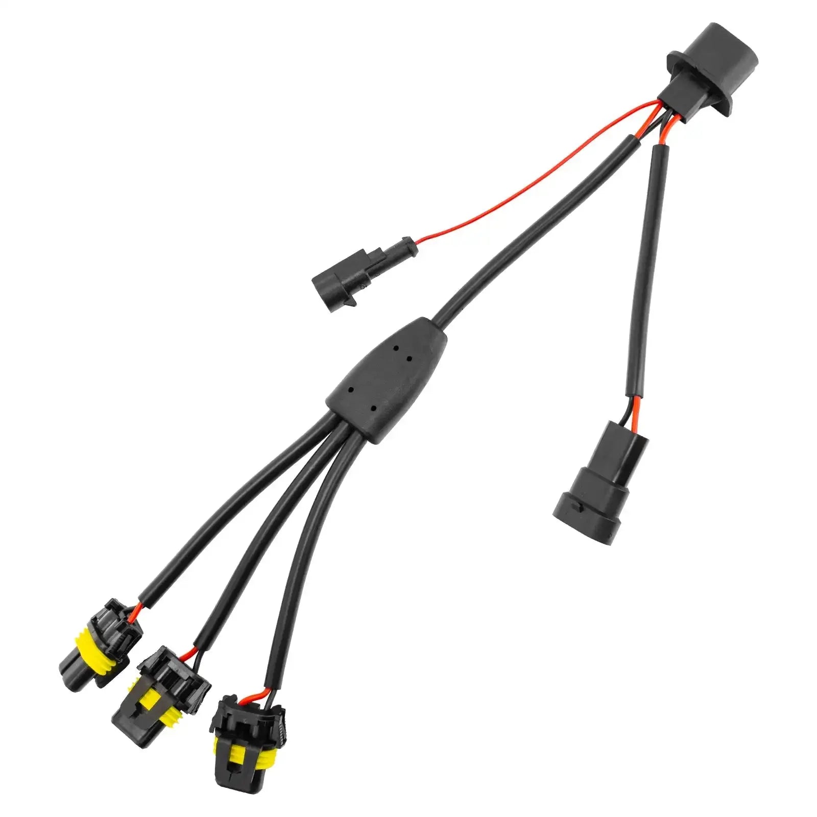 Automotive wiring harness adapter with multiple connectors for vehicle accessory installation