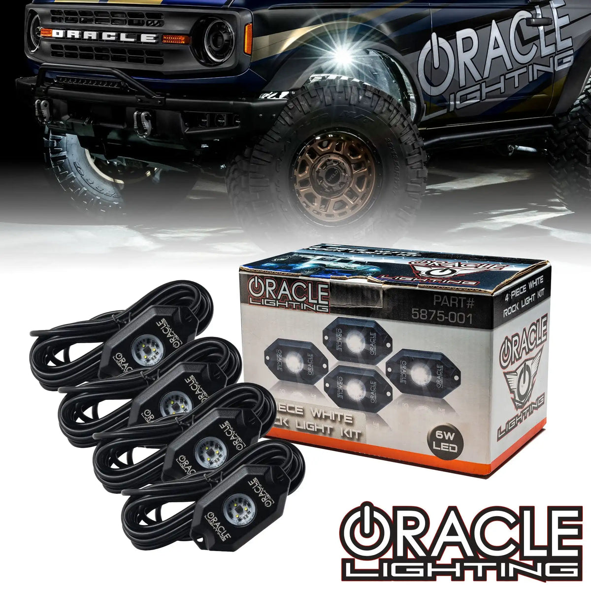 ORACLE Lighting white 4-piece underbody rock light kit for universal fit