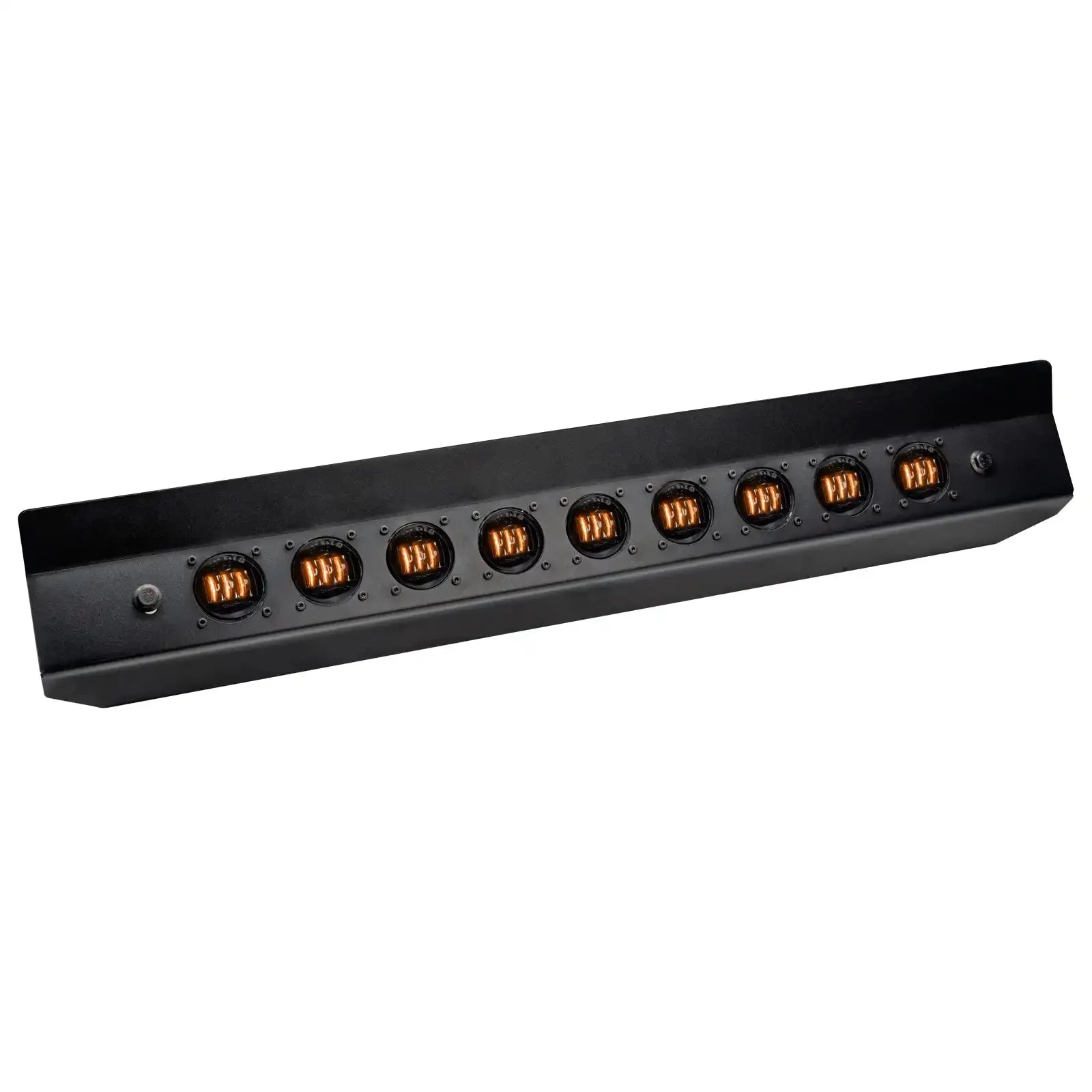 Black off-road LED light bar with amber lights for trucks and adventure vehicles