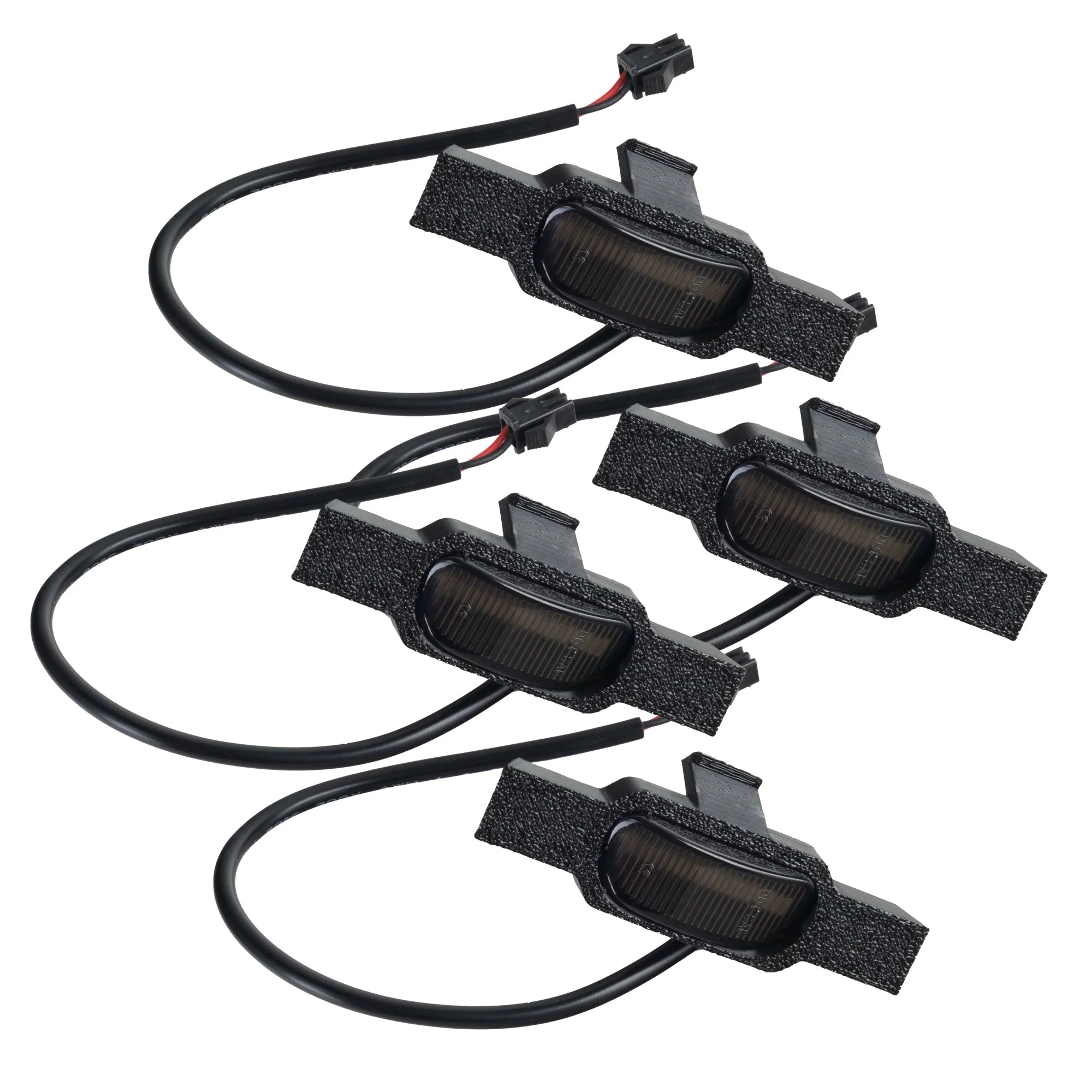 Set of four black LED side marker lights with wiring for Toyota Tacoma overland vehicles