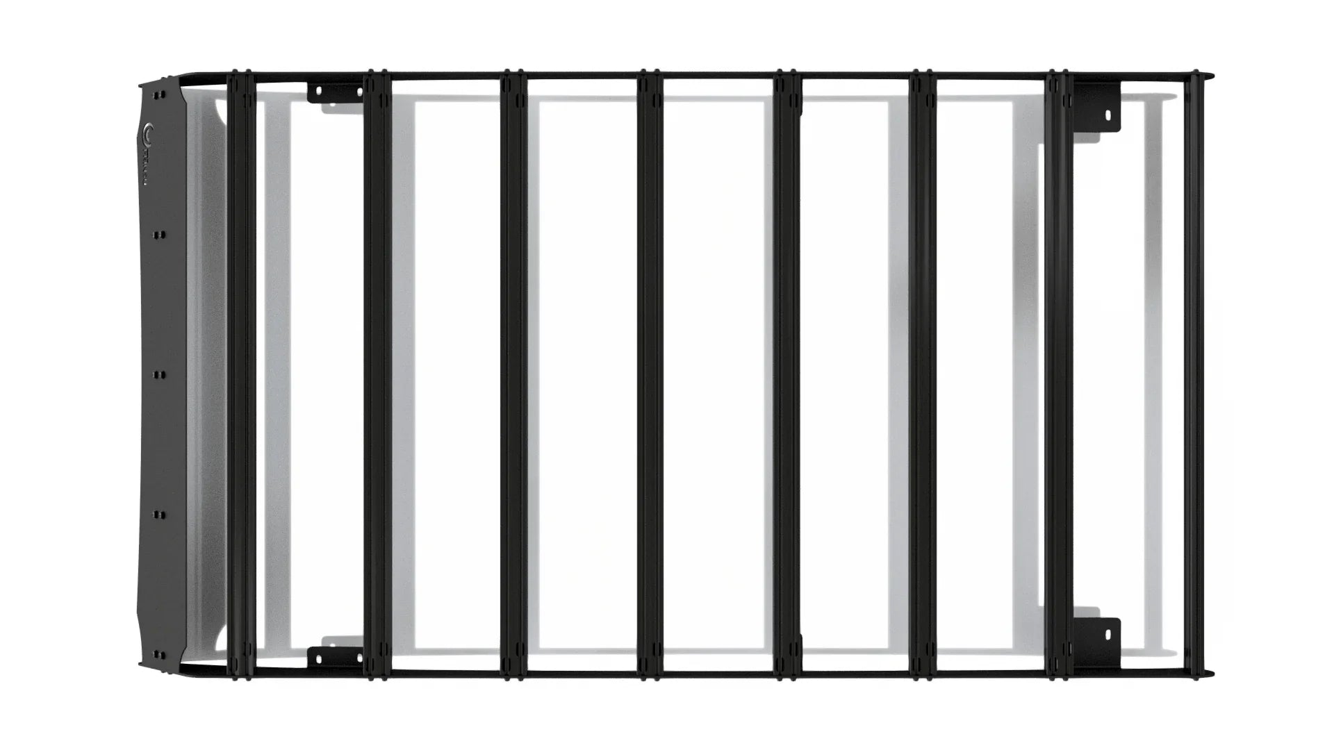 Top view of a black roof rack for 5th gen Subaru Forester, overlanding accessory