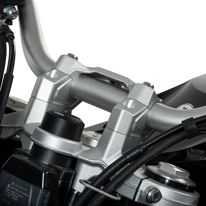 LOBOO Handlebar Risers for BMW F750GS / F850GS / F850GS Adventure / F900GS Adventure (2021-on) – CNC Aluminum 0.75 in Rise / 0.98 in Setback, Silver Anodized Finish