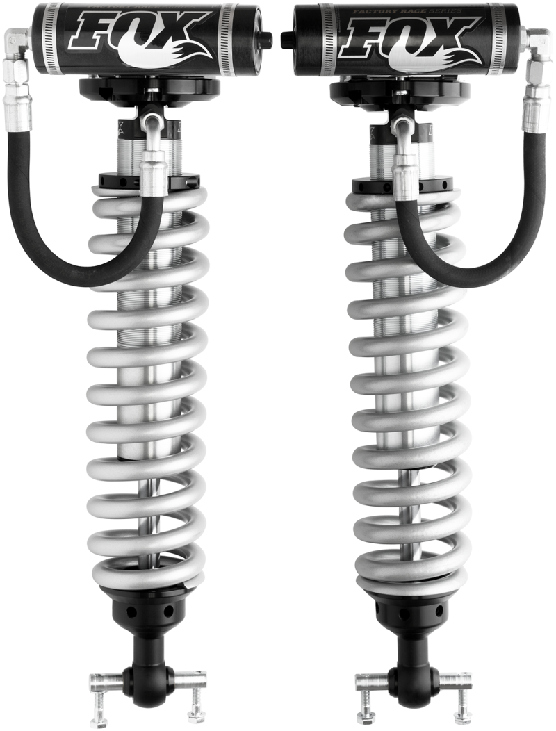 FOX 2.5 Factory Race Series Front Coilover Reservoir Set (4-6.5 in. Lift), fits Chevy Silverado 1500