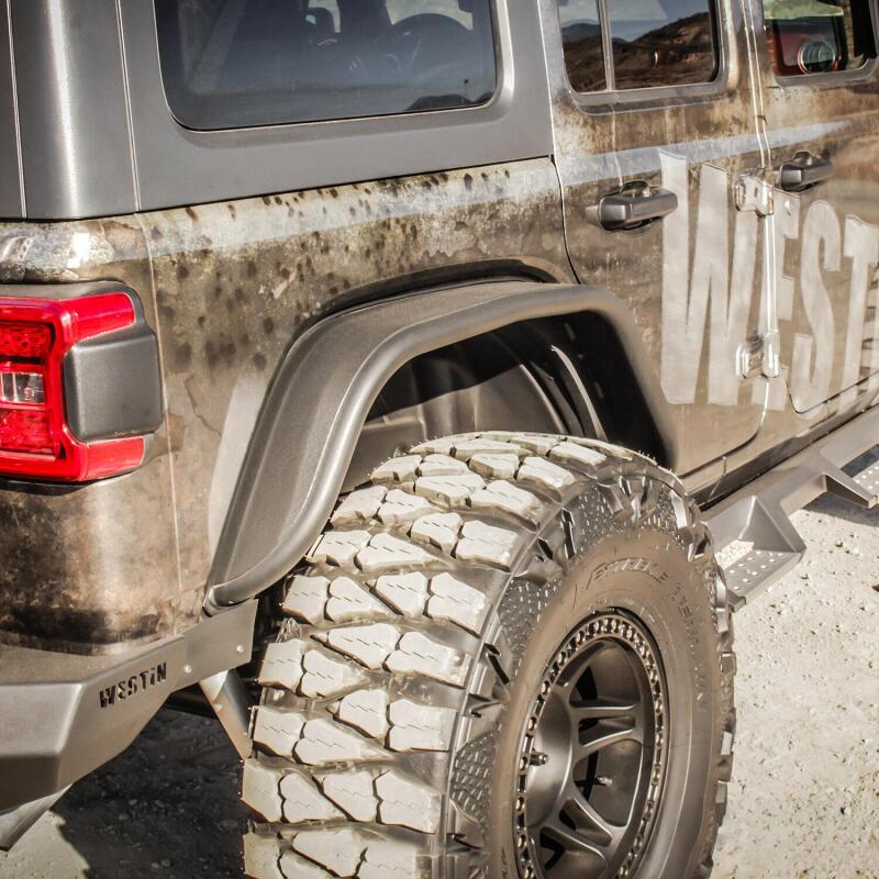 Westin Tube Fenders, Rear, Textured Black, fits Jeep Wrangler