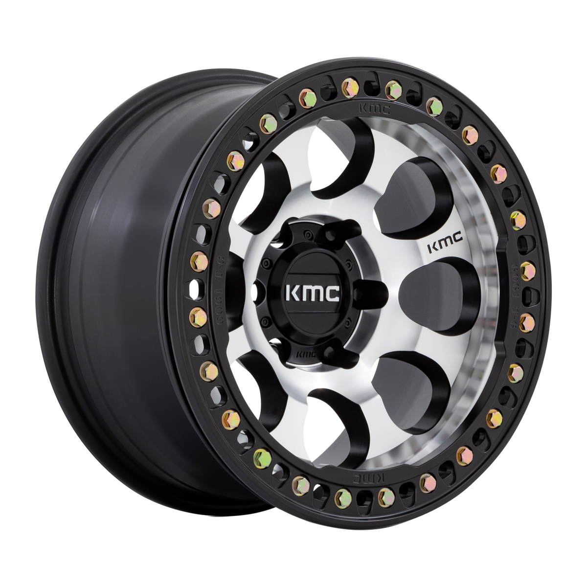 KMC KM237 Riot Beadlock wheel in Mach Satin Black Window & Ring, universal fit
