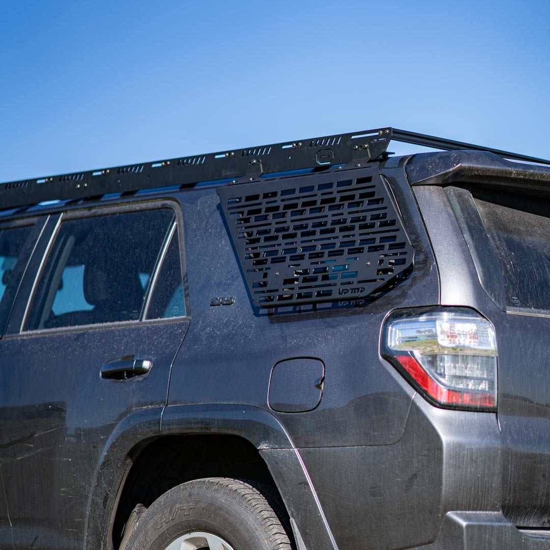 upTOP Overland 4Runner window molle panel with gear mounted