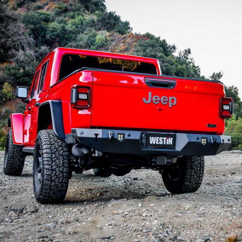 Westin WJ2 Rear Bumper with Sensor Provisions, Textured Black, fits Jeep Gladiator