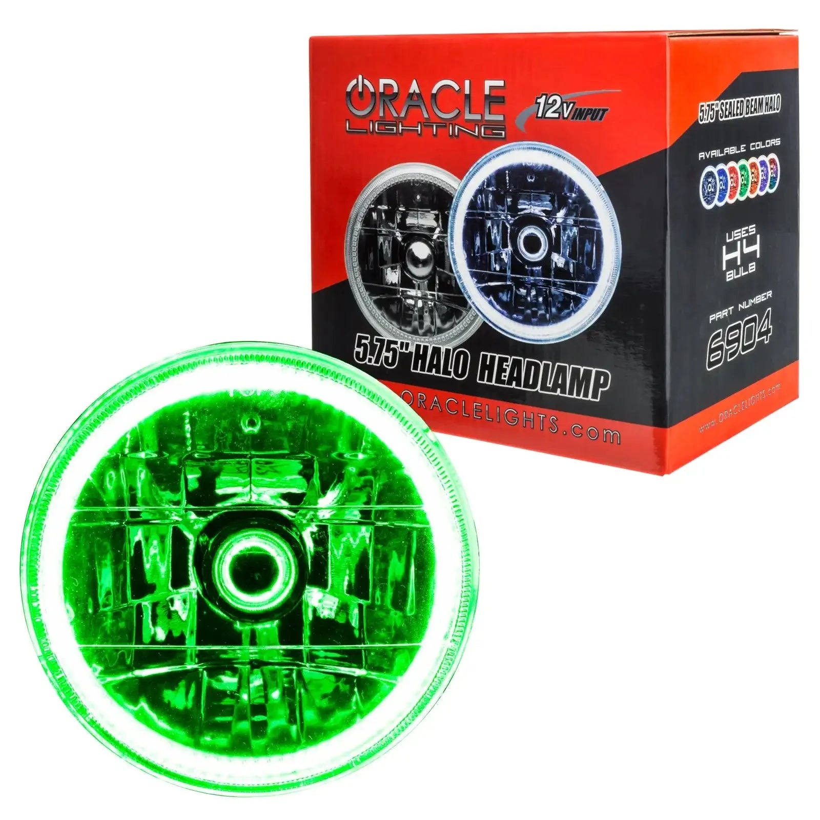 5.75-inch green halo headlamp with box, off-road vehicle LED lighting accessory