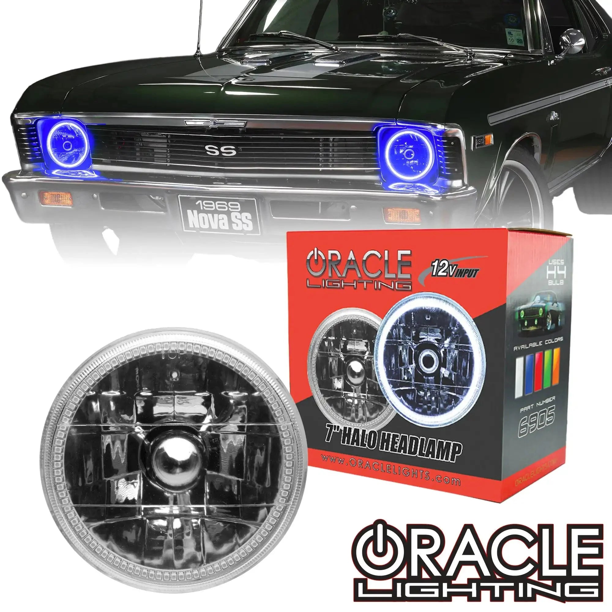 ORACLE 7" Sealed Beam Headlight with Pre-Installed SMD Halo