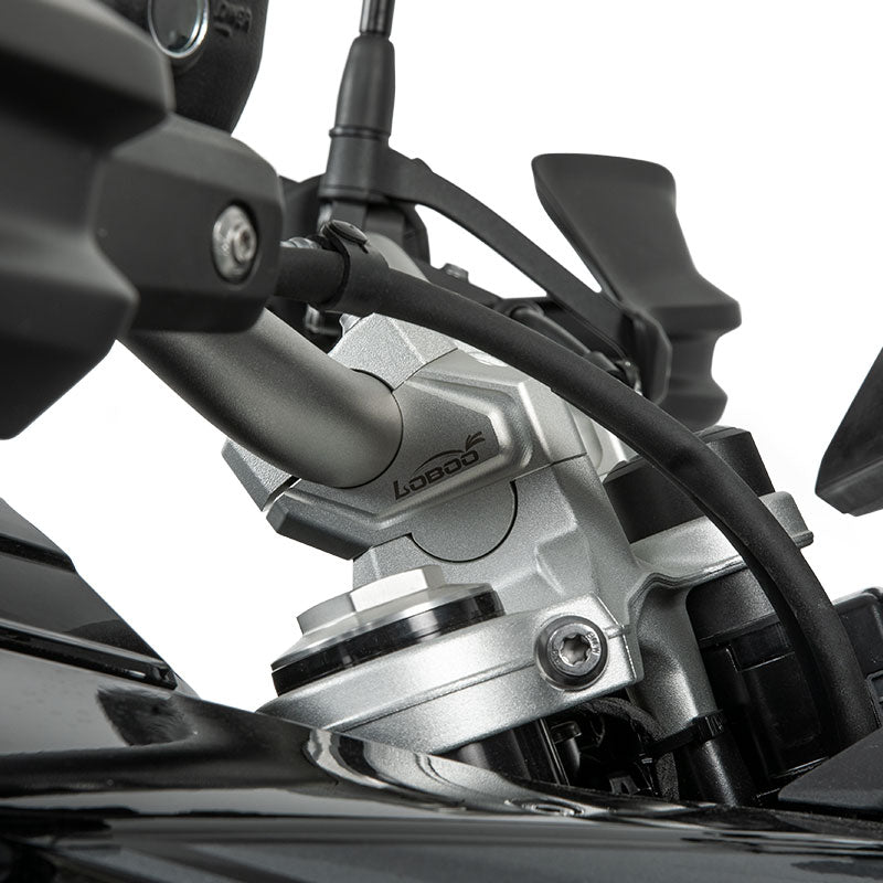 LOBOO Handlebar Risers for BMW F750GS / F850GS / F850GS Adventure / F900GS Adventure (2021-on) – CNC Aluminum 0.75 in Rise / 0.98 in Setback, Silver Anodized Finish