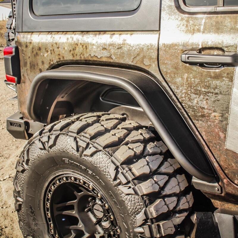 Westin Tube Fenders, Rear, Textured Black, fits Jeep Wrangler