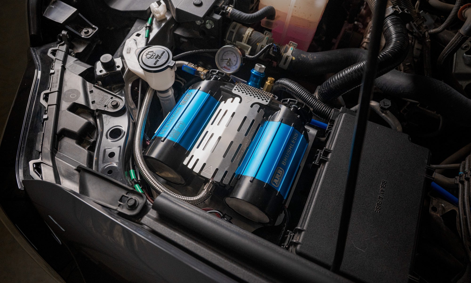 6th-Gen-4Runner-Under-Hood-Air-Compressor-Mount-Installed-8 - NVMOS