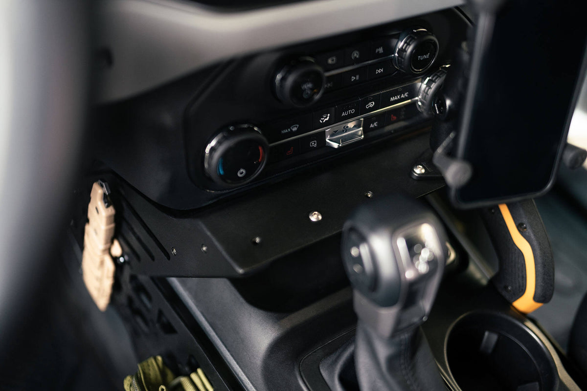 DV8 Offroad center console molle panels and bridge for 2021-2026 Ford Bronco