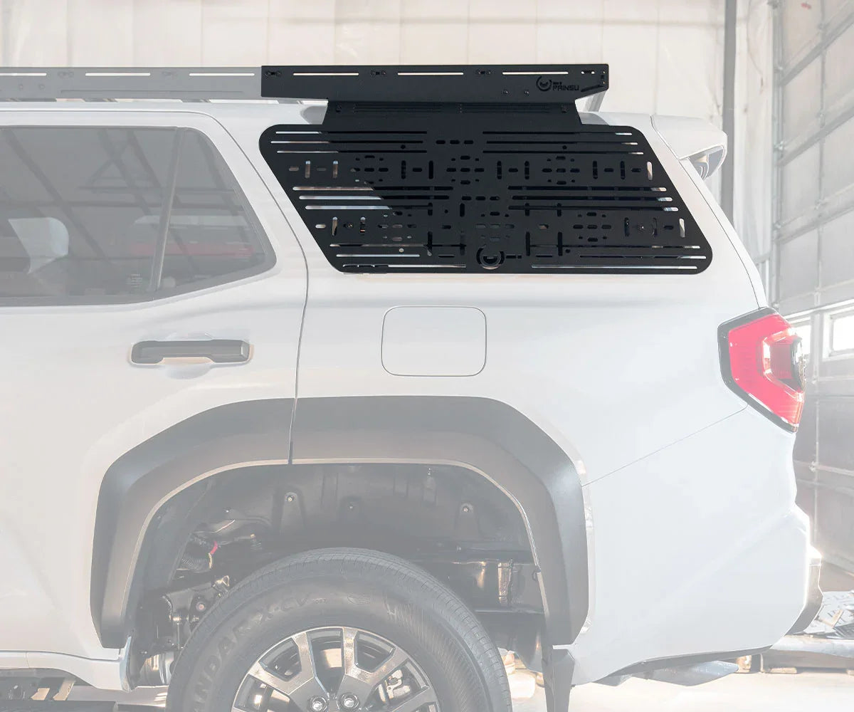 Toyota 4Runner with black modular window panel and roof rack for overlanding gear