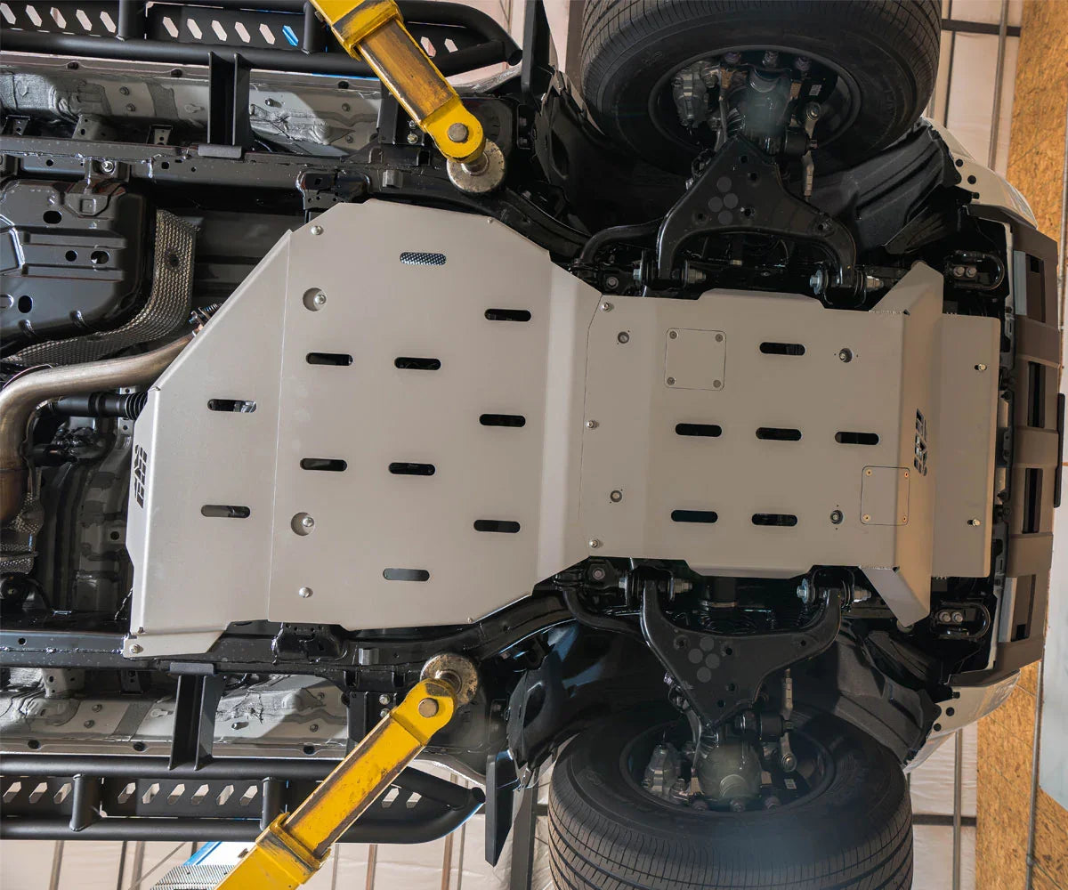 Toyota 4Runner skid plates installed, showcasing underbody protection for off-road vehicles