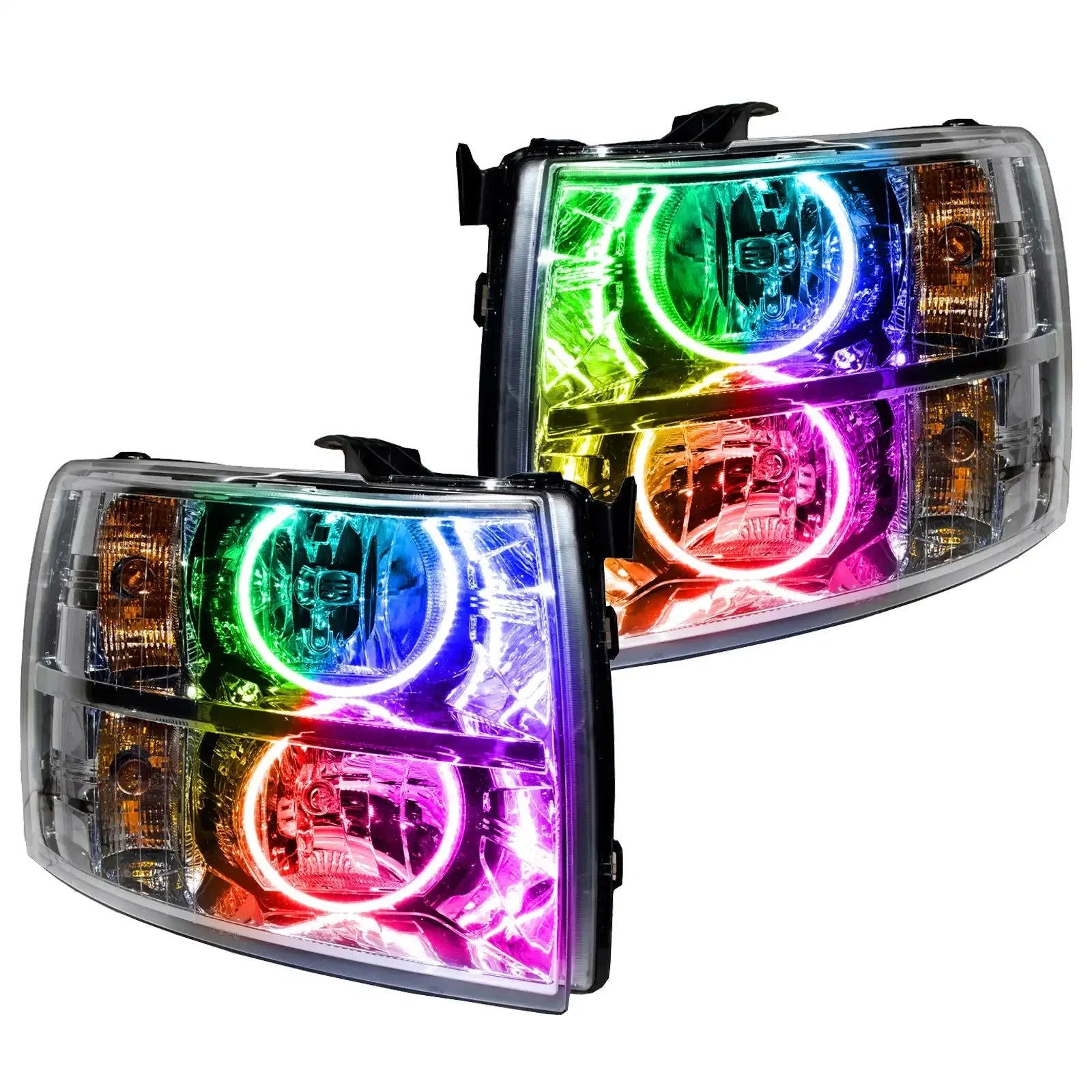 Pair of custom multi-color LED projector headlights for truck or SUV