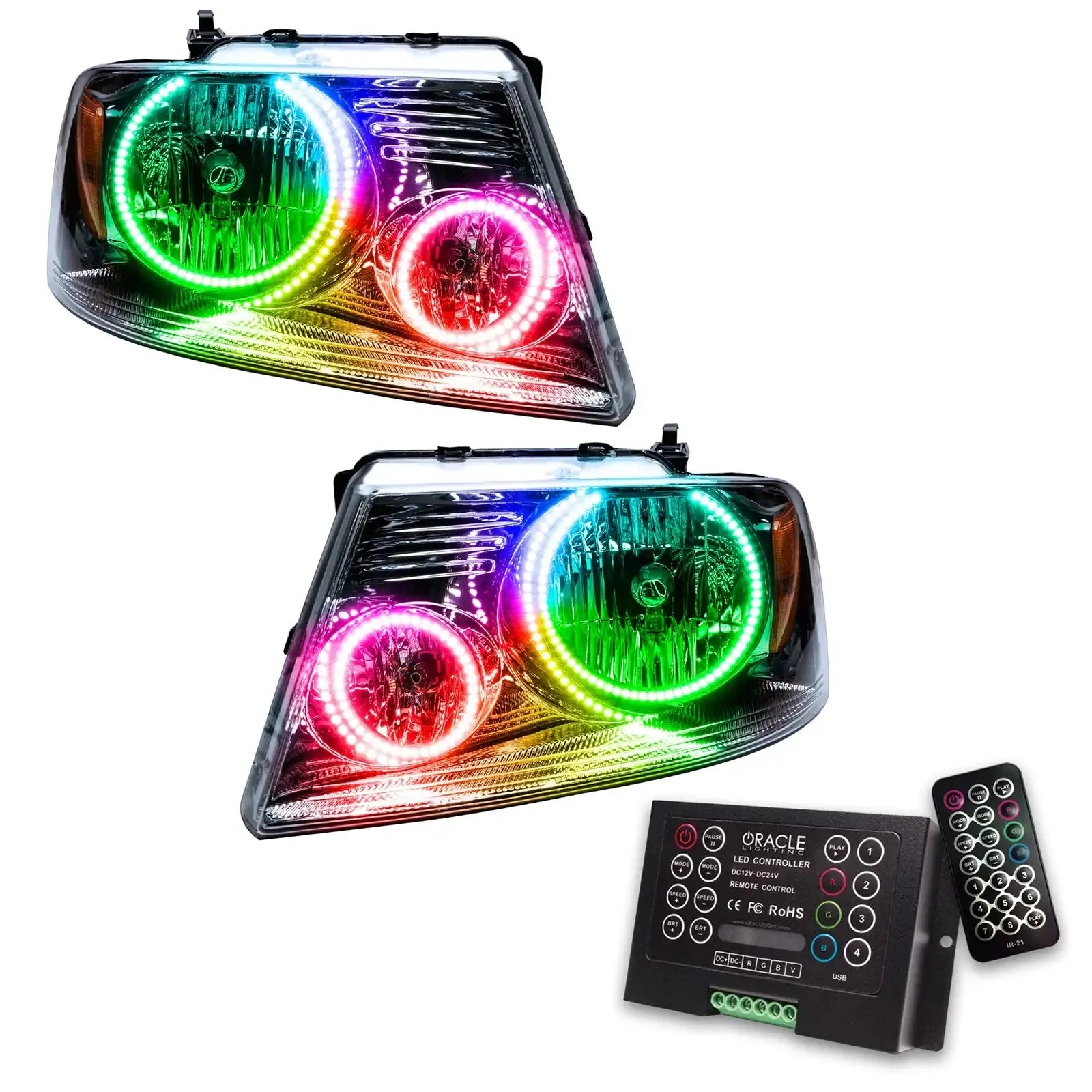 RGB halo projector headlights with LED controller and remote for Toyota Tacoma